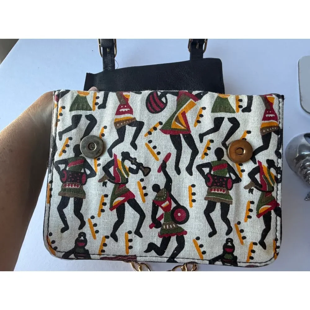 African Tribal Print Box Crossbody Purse Top Handle Satchel Novelty Handbag